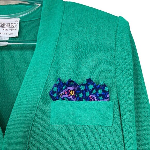 Vtg Castleberry Knit Cardigan Sweater Jacket Hook Open Front Minty Green Size 8 - Picture 3 of 8